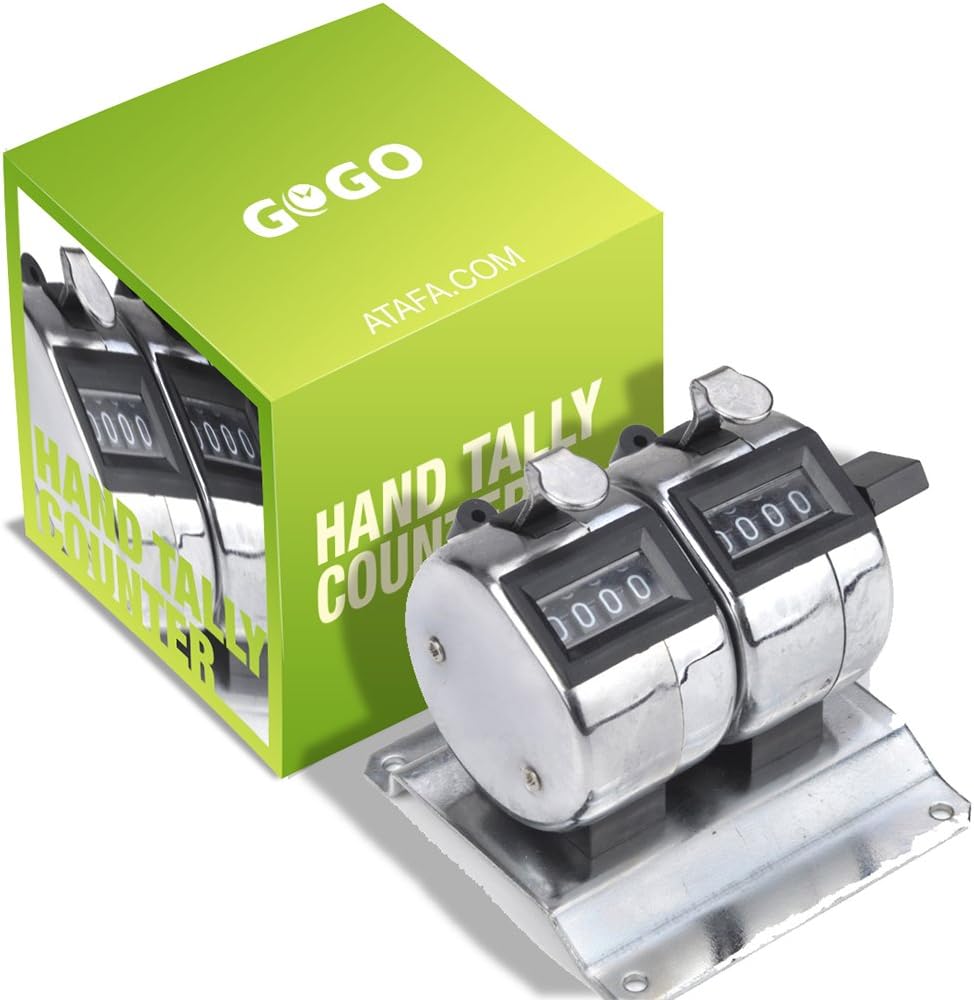 GOGO 2-Unit Desktop Mechanical Tally Counter Clicker with Base Mount, Resettable Manual 4 Digit Counter Mount Stand - Image 3