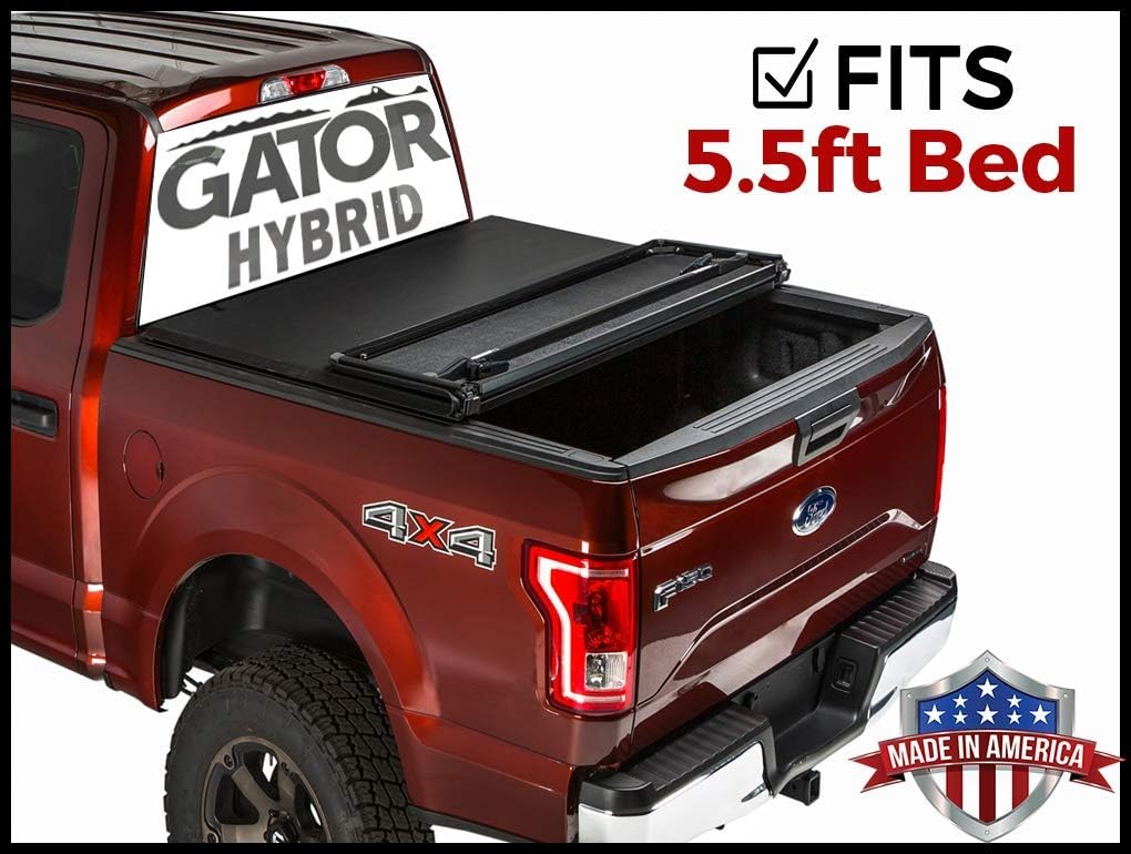Gator Hybrid Hard Folding (Fits) 2009-2014 Ford F150 5.5 FT Bed Only Hard w Soft Looks Tonneau Truck Bed Cover (GHF0319) Made in The USA
