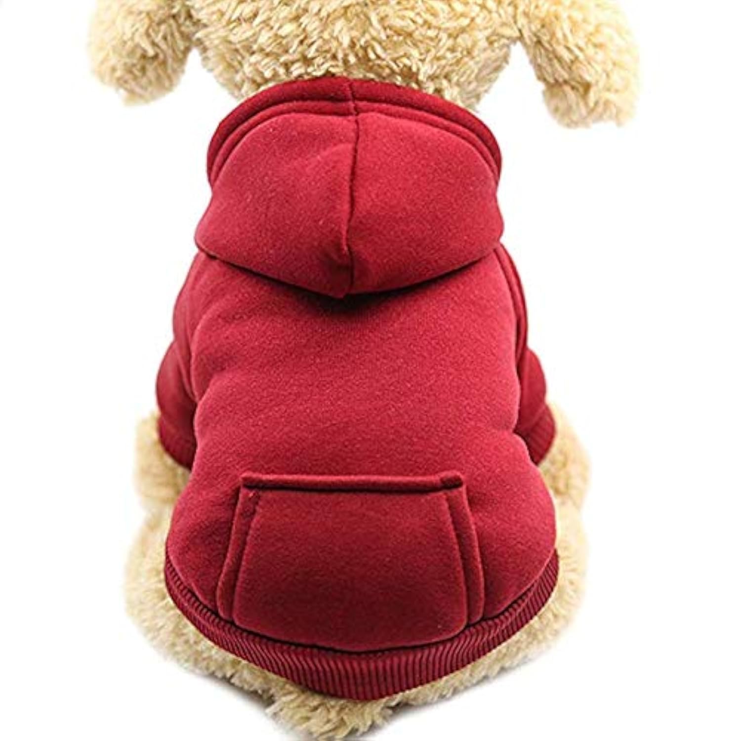 Idepet Dog Cat Hoodie Pet Warm Autumn Winter Coat Solid Color Cotton Dog Clothes with Pocket Outdoor Pullover Dog Jumpsuit for Small Dogs Puppy Schnauzer Teddy Poodle Chihuahua