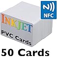 Inkjet PVC Cards with NFC Chip (NTAG215) - Brainstorm ID's Enhanced Ink Receptive Coating, Waterproof & Double Sided Printing, Epson & Canon Inkjet Printers (50 Inkjet Printable ID Cards)