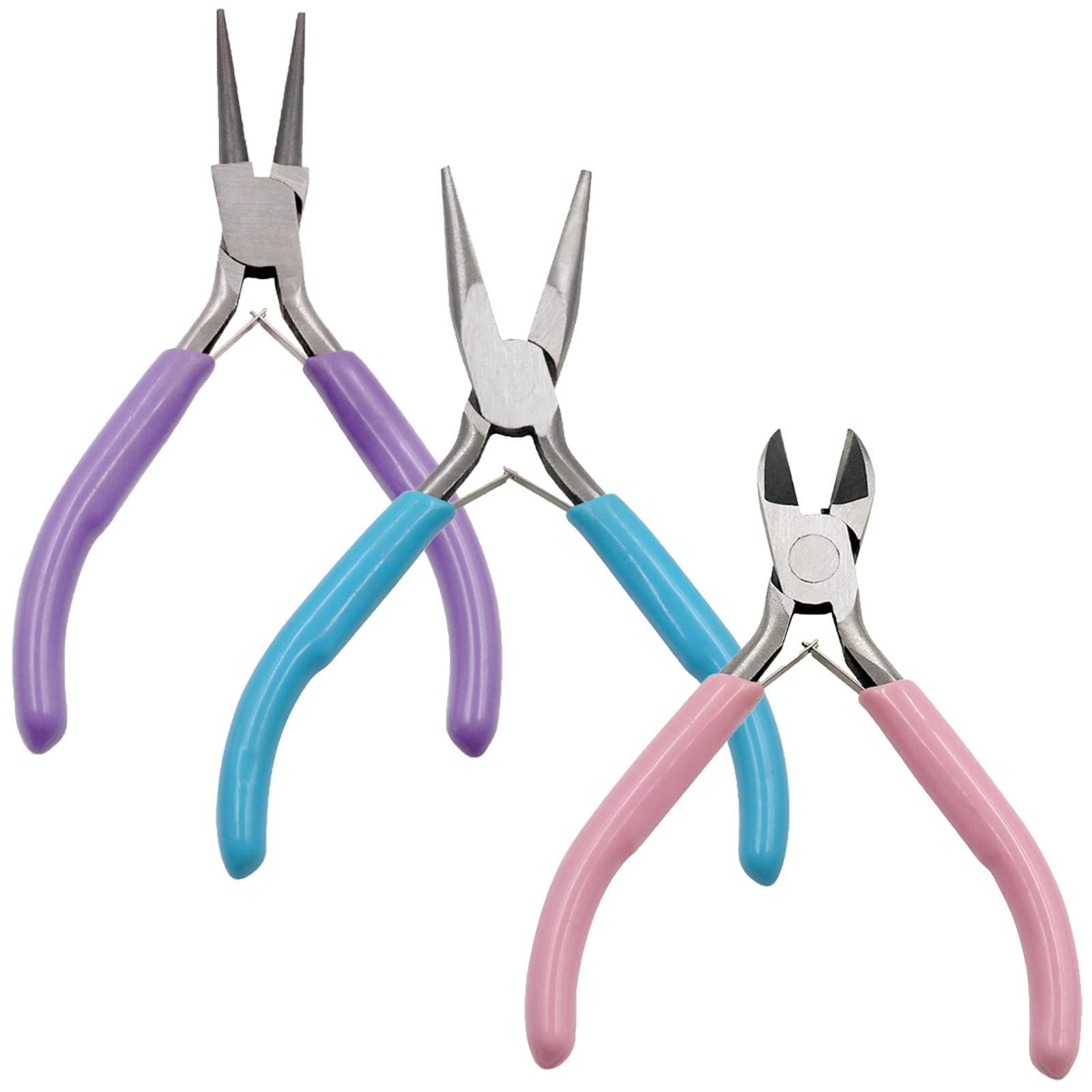 MENFENG 3pc Jewellery Pliers Set - Needle Nose, Chain Nose & Wire Cutters - Jewellery Repair & Making Supplies