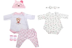 Kaydora Reborn Baby Doll Clothes for 15-18 Inch Reborn Doll Girl 2 Sets White&Pink Reborn Baby Dolls Outfits Baby Doll Clothing