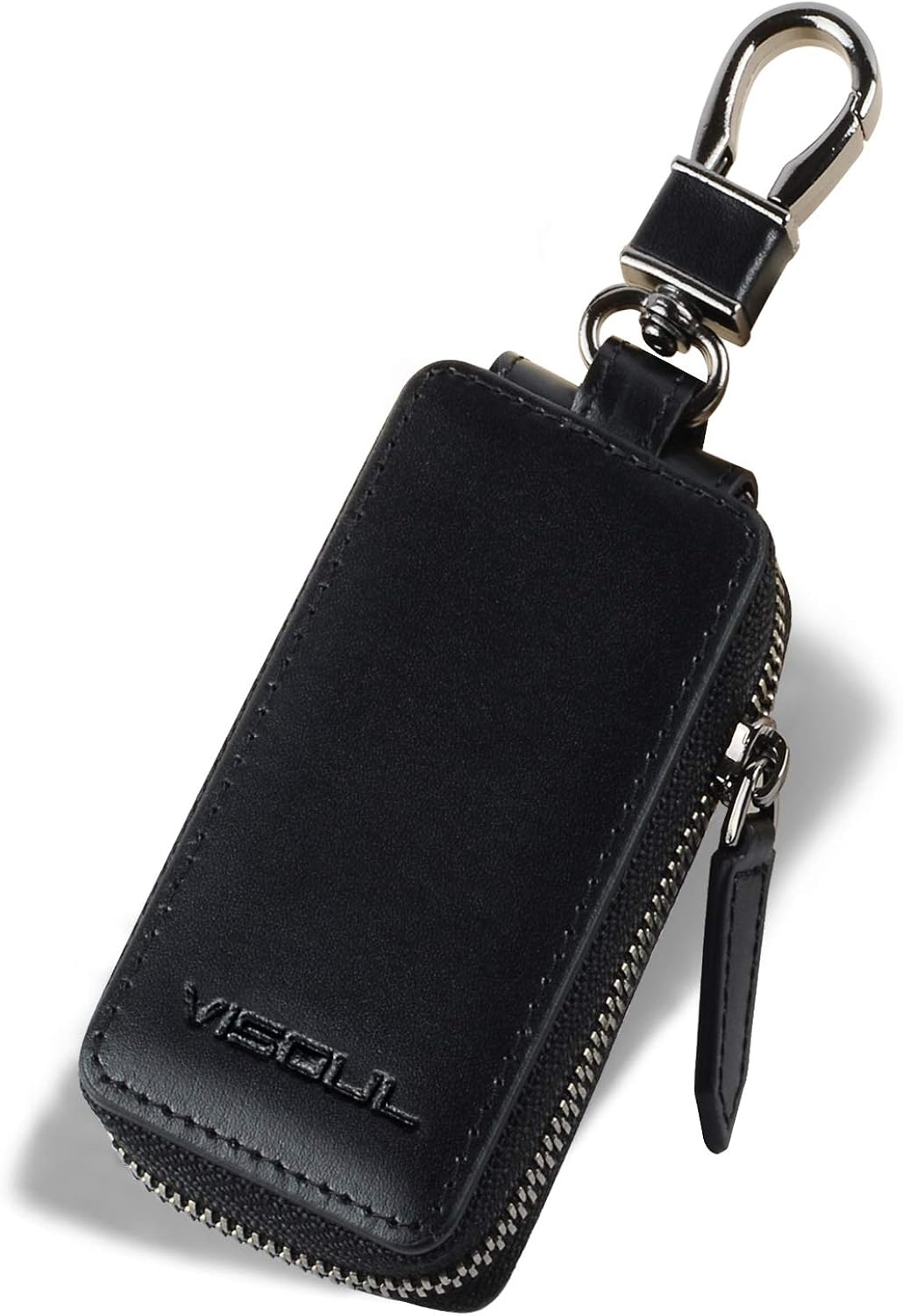 VISOUL Universal Car Key Fob Case Black Leather Car Key Coin Remote