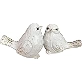 realideas Set of 2 White Bird Decor for Home Decor, Farmhouse Bird Decor Bird Statue Sculpture - Decorative Carved Rustic Distressed Animal Bird Decor Ornaments - Collectible Bird Figurine | Spring