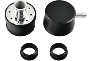 BIGREAT Black Aluminum Smooth Valve Cover & Breather Combo with 2 Grommets Compatible with SBC BBC SBF For 1-1/4" Hole-2PC