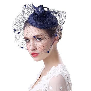 Feather Net Hat Women Wedding Hair Clip Veil Ladies Flower