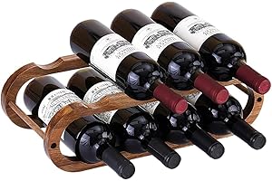 UMIRNI Wine Racks, Wine Bottle Holder, 8 Bottle Stackable Wine Shelf Organizer, Wine Storage 2 in 1 for Cabinet & Countertop (Walnut 2 Tier)