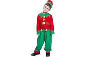 EraSpooky Elf Costume for Kids Boys Christmas Children's Costumes Outfit Set Santa Elf Costume Dress Up Funny Cosplay Party