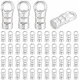 PH PandaHall 50pcs Silver Cord Ends Caps Brass Crimp Beads Cord Thread Ends Jewelry Connectors Mini Crimp End Tips with Loop for DIY Jewelry Making, Bracelet Necklace Earring Anklet, 7.2x2.5mm