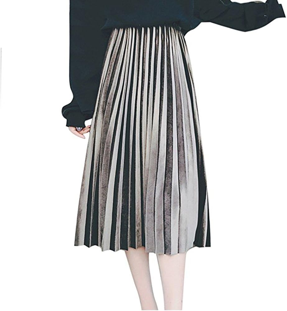 velvet pleated midi skirt