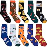 Crazy Socks – Classic Retro Food Value Pack – 10-Pack Novelty Crew Socks Gift Set for Men, Women & Kid Sizes - Colorful Junk Food Print, Soft & Comfortable, Perfect Present for Snack Fans & Collectors
