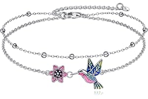 YAFEINI Anklet Bracelets for Women Girls Sterling Silver Hummingbird/Dragonfly/Butterfly Link Chain Anklets Jewelry Gifts