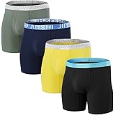 JINSHI 4 Pack Men's Underwear Boxer Briefs Ball Pouch Soft Bamboo Viscose Ultra Breathable Underpants Open Fly
