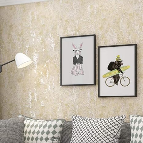 Amazon シンプルな無地 編まれていない壁紙 3d精密プレス まだら模様 寝室 リビング ルーム テレビの壁 53x1000cm 8inx393 7in ライトベージュ 壁紙