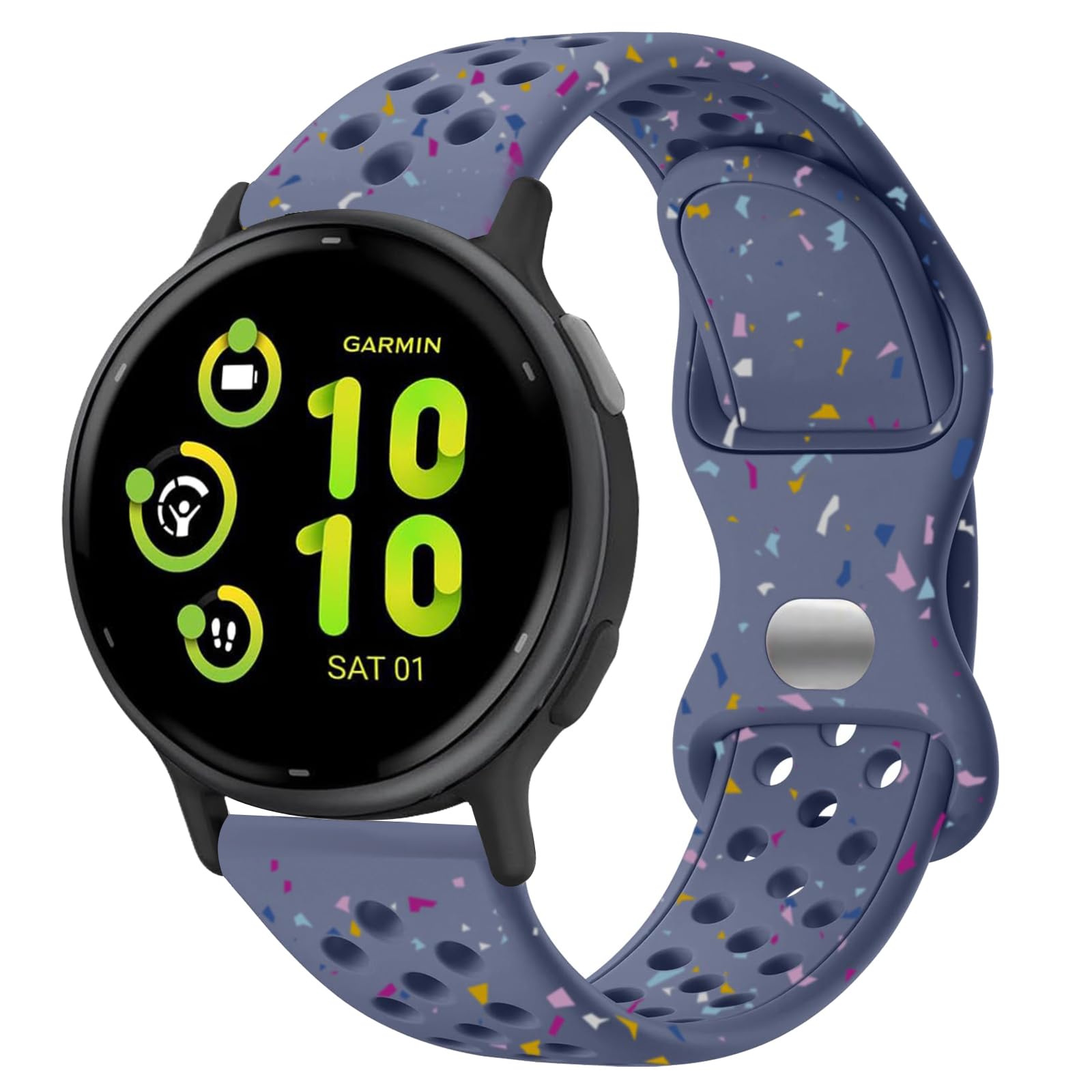 ViCRiOR Watch Bands Compatible with Garmin Vivoactive 6/Vivoactive 5/Vivoactive 3/Venu Sq 2/Forerunner 55/165/245, 20mm Soft Silicone Eco-Friendly Breathable Replacement Strap for Women Men