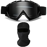 immoono Motorcycle Goggles with Face Mask, Windproof Dirt Bike Racing Ski Goggles Protective Safety Glasses with Balaclava