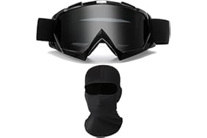 immoono Motorcycle Goggles with Face Mask, Windproof Dirt Bike Racing Ski Goggles Protective Safety Glasses with Balaclava