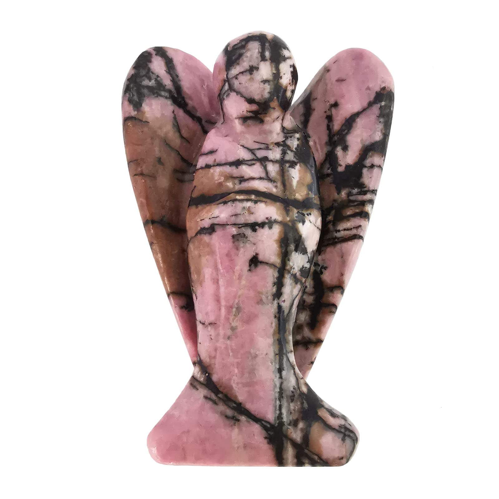 Lovionus89 Natural Rhodonite Guardian Angel Statue, 5 cm Hand Carved Stone Healing Crystal Bag Figurines Decoration