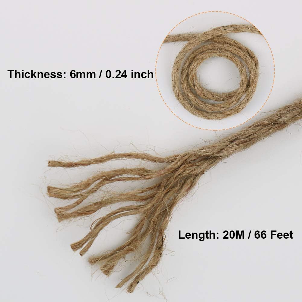 thumbnail image 2 of 1/4 Inch Thick Jute Cord For Crafts Tenn Well 6mm Jute Rope, 66 Feet Strong And Thick Twine Rope For Crafting, Gardening, Cat Scratching Post, Packing, Home Decor, Christmas Decorations Twine For Crafts 2 of 14