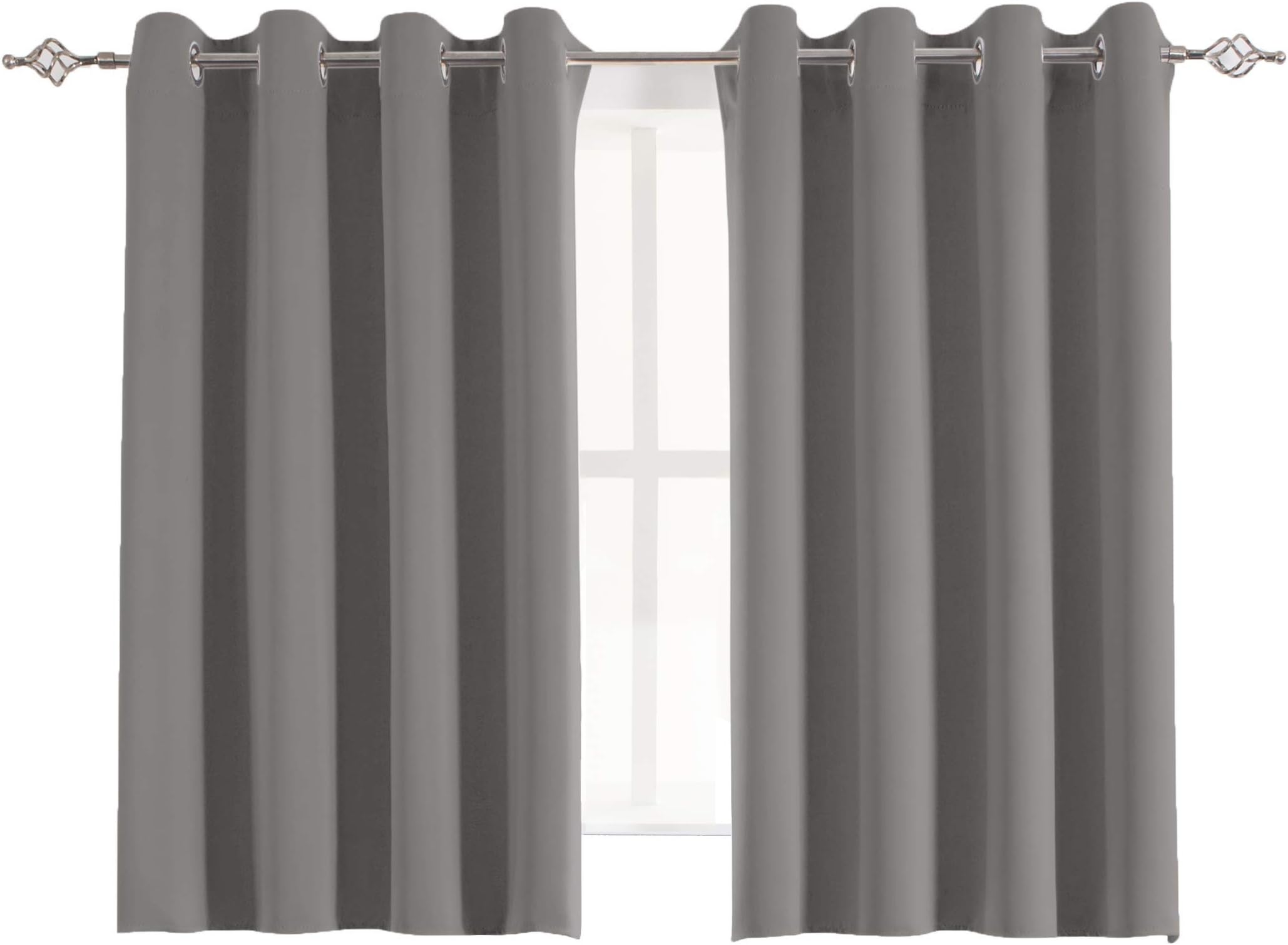 AquazolaxBlackout Curtain Panels for Bedroom Windows Thermal Insulated Grommet Top Blackout Draperies and Drapes, 2 Panels, 54-inch Wide x 54-inch Long, Grey