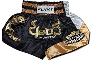 FLKKY Muay Thai Shorts Boxing Shorts for Men Women High Grade Martial Arts Training Gym Trunks Classic Boxing Shorts.
