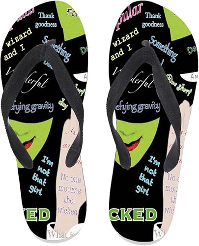 Amazon.com | 7REND Custom Flip Flops Wicked Broadway Elphaba Witch Fanart Musical Sandals Beach 