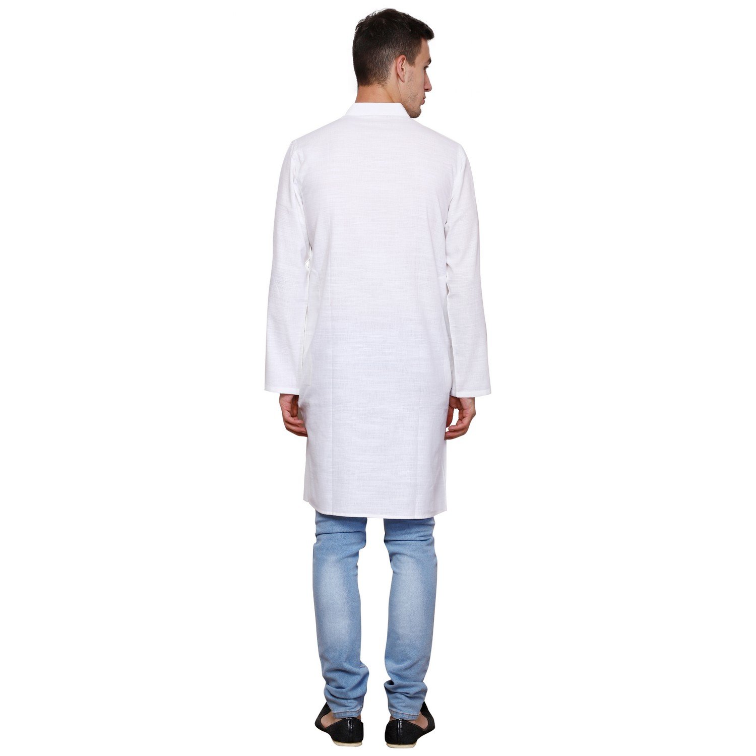 dhrohar neudis cotton long kurta - plain white