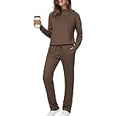 Totatuit Womens Lounge Sets Two Piece Tracksuits Casual Sweatsuits Mock Neck Tops with Thumb Holes Fall Outfits