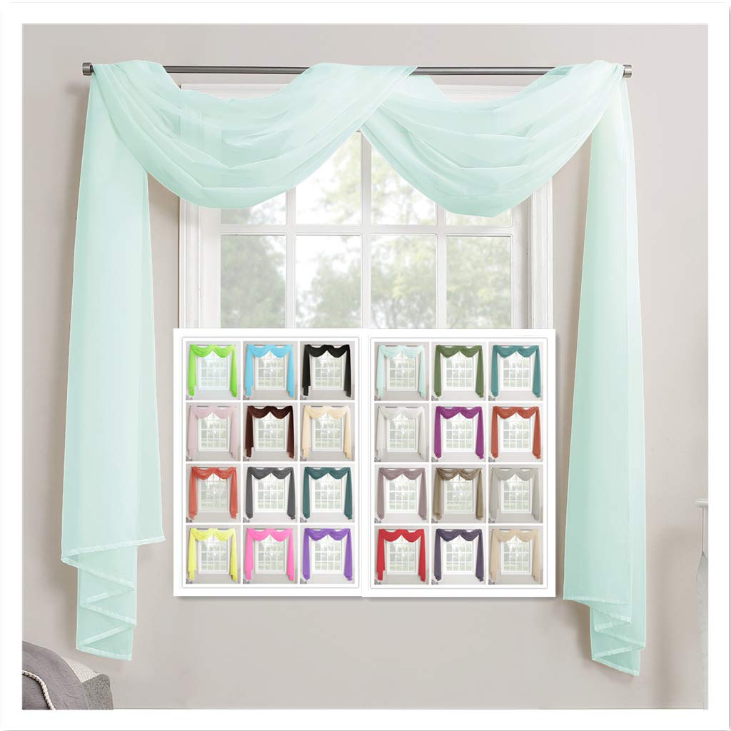 Megachest TAILORED VOILE WINDOW SCARF PELMET (mint, 56"X197"X1 Panel)