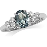 Silvershake 8X6mm Oval Shape Gemstone White Gold Plated or Yellow Gold Plated 925 Sterling Silver Engagement Ring Jewelry for Women
