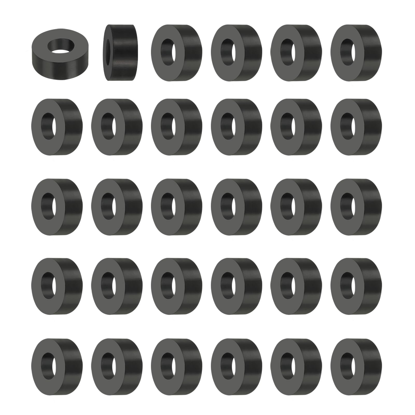 PATIKIL Multi Purpose Rubber Spacer, 30Pcs 5mm ID x 11mm OD x 5mm T Neoprene Round Anti-Vibration Isolation Pads Isolator Rubber Bushings Spacer Washer for HVAC Bolts Car Accessories