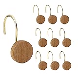 AmazorHome Gold Shower Curtain Hooks, Round Log