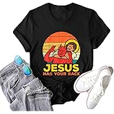Womens Jesus Cross Graphic Tee Bible Verse Shirts Christian Religious T Shirt Casual Short Sleeve Jesus Devotee Gift Tops