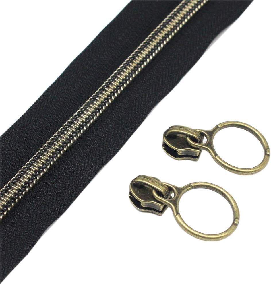 YaHoGa 5 Antique Brass Metallic Nylon Coil Zippers Continuous Zipper