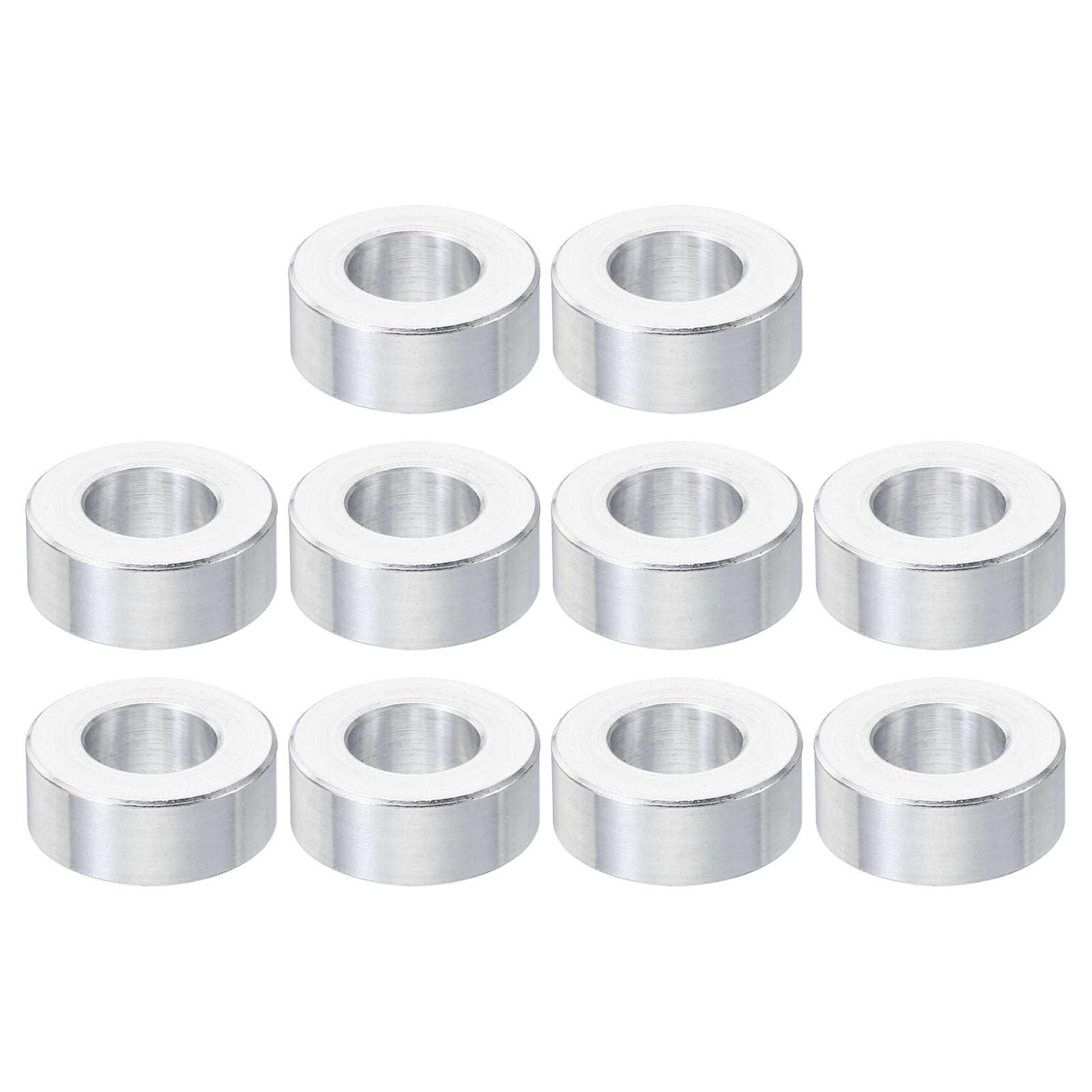 PATIKIL M10 Aluminum Spacers, 10 Pcs Metal Spacer Aluminum 10.5mm ID x 20mm OD x 8mm L Aluminum Spacer Screw Standoff Round for 3/8" M10 Screw Bolts