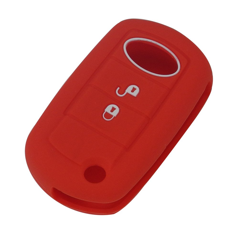 Happyit Silicone Car Key Case Cover for LAND ROVER Range Rover Sport LR3 Discovery 3 Button Folding Flip Remote (Red)