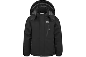 WULFUL Boy's Winter Waterproof Ski Coat Kids Windproof Snow Jacket with Detachable Hood