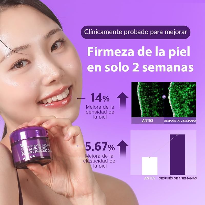 [Mizon] Crema Enriquecida con Colágeno Marino (50ml) Skincare coreano, 54% de colágeno marino, cuidado intensivo antienvejecimiento y líneas finas (Collagen Power Firming Enriched Cream)