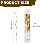 SUHAI 24 Pcs Gold Spiral Birthday Candles 6in with Holders Party Decor view 2