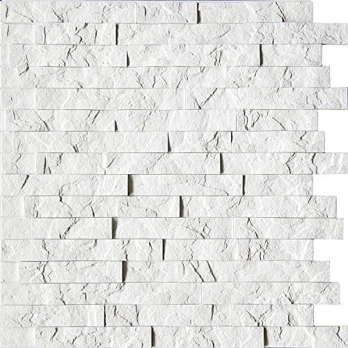 Wall Panel Ledge Stone - Decorative Interlocking Thermoplastic Tiles 2x2 (Crystal White)