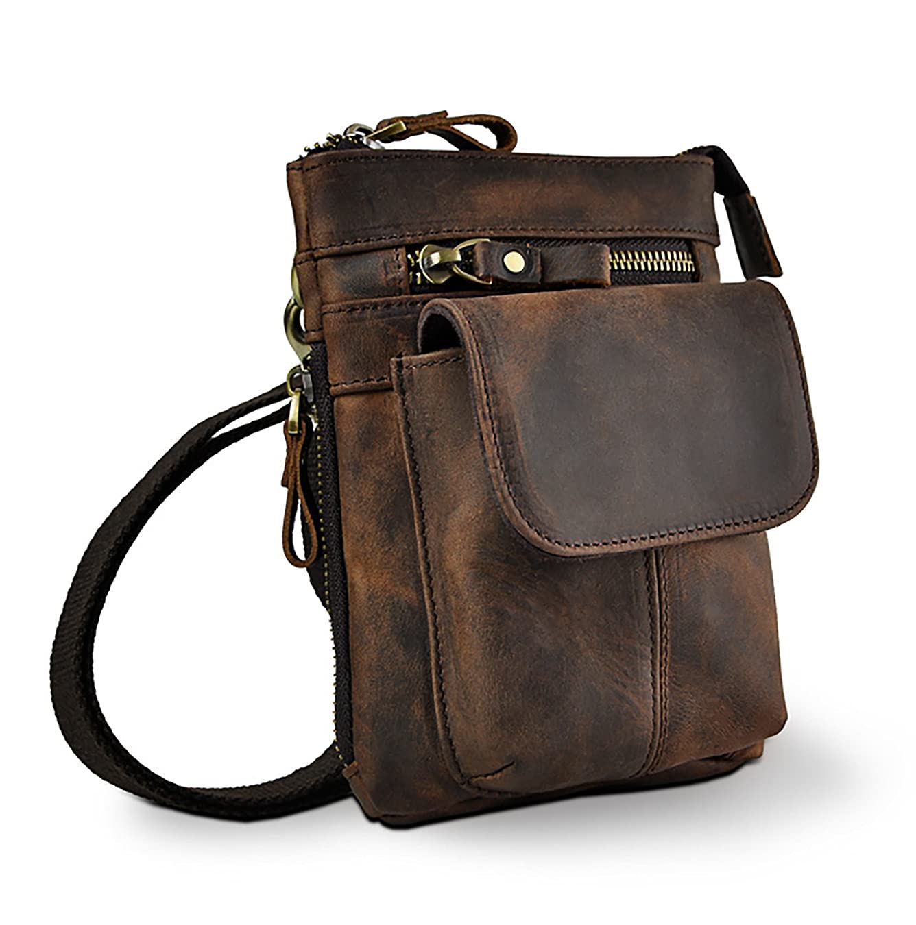 Leuchtbox LEUCHTBOX genuine leather outdoor belt bag hip bag shoulder bag cell phone bag crossbody bag for women and men unisex - genuine cowhide leather