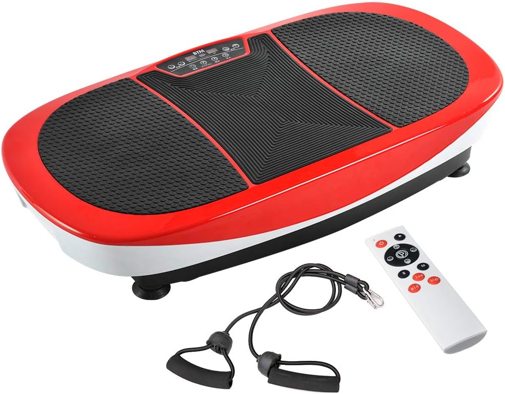 振動マシン ブルブル 3d シェイカー バイブレーション 振動調整99段階 静音 1年安心保証 ストレッチバンド マット リモコン付き レッド 3d式 シェイカー式 左右振動 Btm 振動マシン Amazon