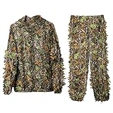 DoCred Ghillie Suit 3D Leaf Realtree Camo Camouflage Lightweight Clothing Suits for Jungle Hunting, Shooting, Airsoft, Wildlife or Halloween