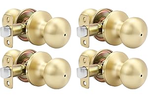 goldenwarm 4Pack Gold Interior Door Knob, Privacy Door Knob, Gold Bedroom Door Knobs, Door Knobs Interior Bulk, Privacy Door 