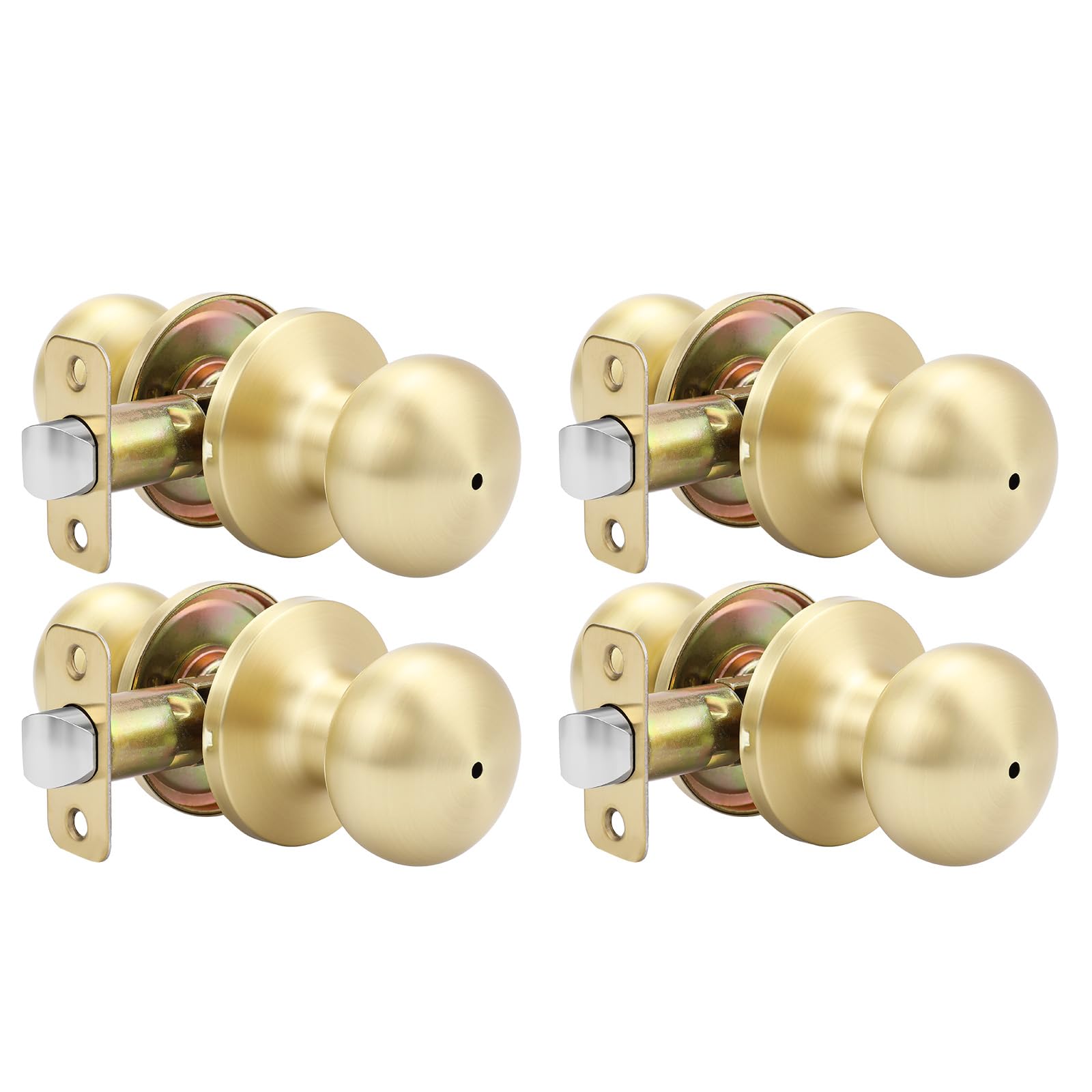 Photo 1 of goldenwarm Gold Interior Door Knobs, Bedroom Door Knob, Door Knobs Interior Bulk, Brushed Gold Privacy Door Knob for Bedroom or Bathroom(4 Pack)