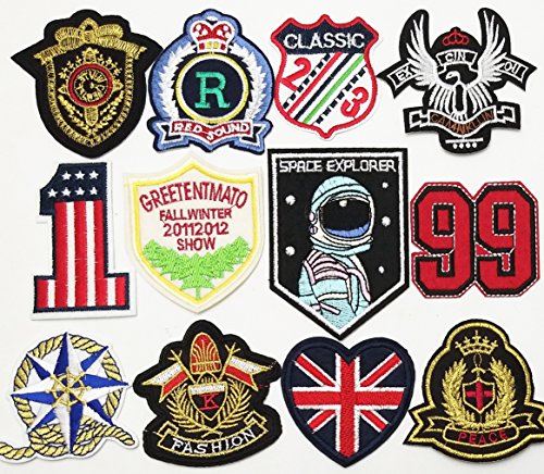 Dandan DIY 24pcs Assorted Styles Badge Flag Embroidered Patch Sew On/Iron On Patch Applique Clothes Dress Plant Hat Jeans Sewing Flowers Applique Diy Accessory (Assorted-Style 2)