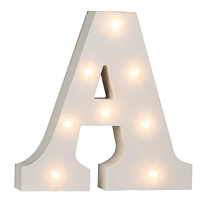 schenken-24 Beleuchtete Buchstaben (A - Z) mit LED-Birnchen, weiß, ca. 16 cm Höhe, Buchstaben:A