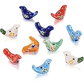 Boutigem 10Pcs Pigeon Porcelain Beads Pigeon with Flower Pattern Ceramic Beads Floral Bird Handmade Craft Bead Animal Spacer Bead 12.5-13mm for DIY Crafts Bracelet Earring Necklace Jewelry Making