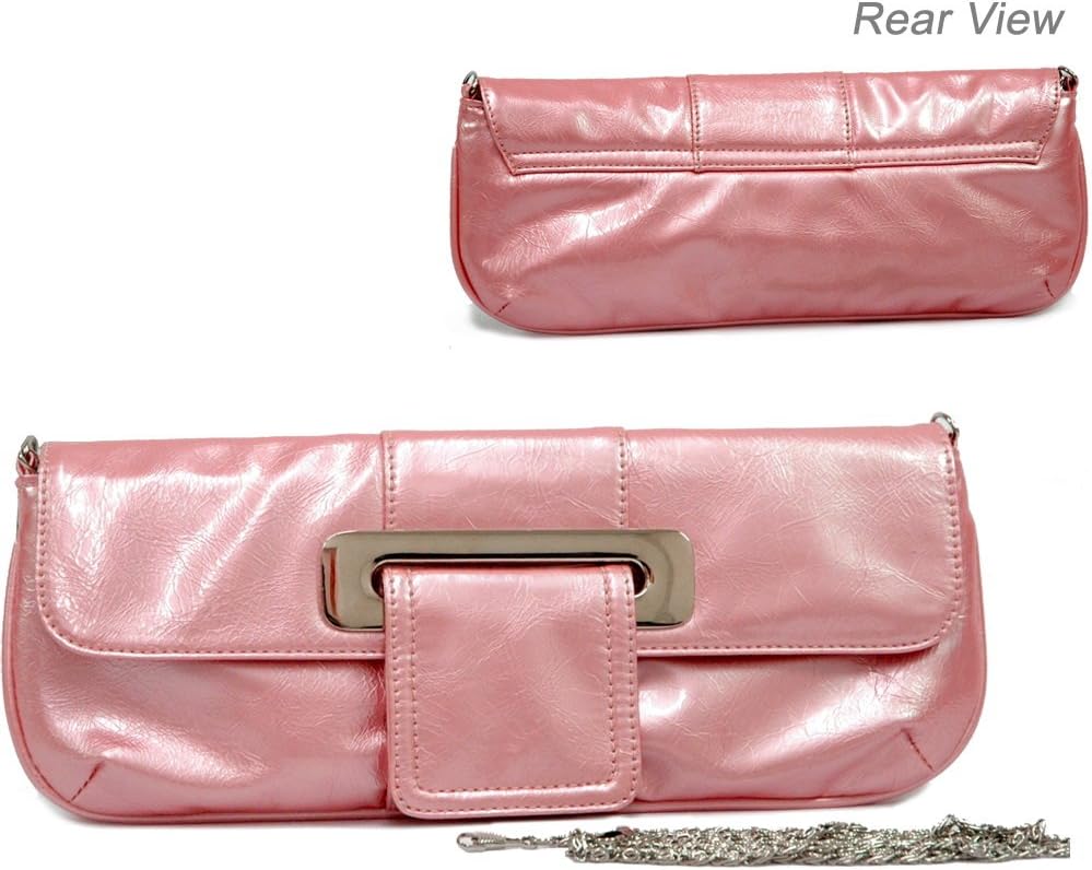 Dasein Shiny Patent Leather Like Clutch Purse - Pink