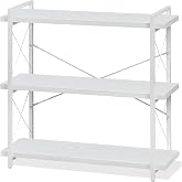 HCHQHS Libreria Industrial 4 Ripiani – Scaffale Aperto In Legno Bianco E Struttura Metallica, Contenitore Alto Per Libri E Oggetti